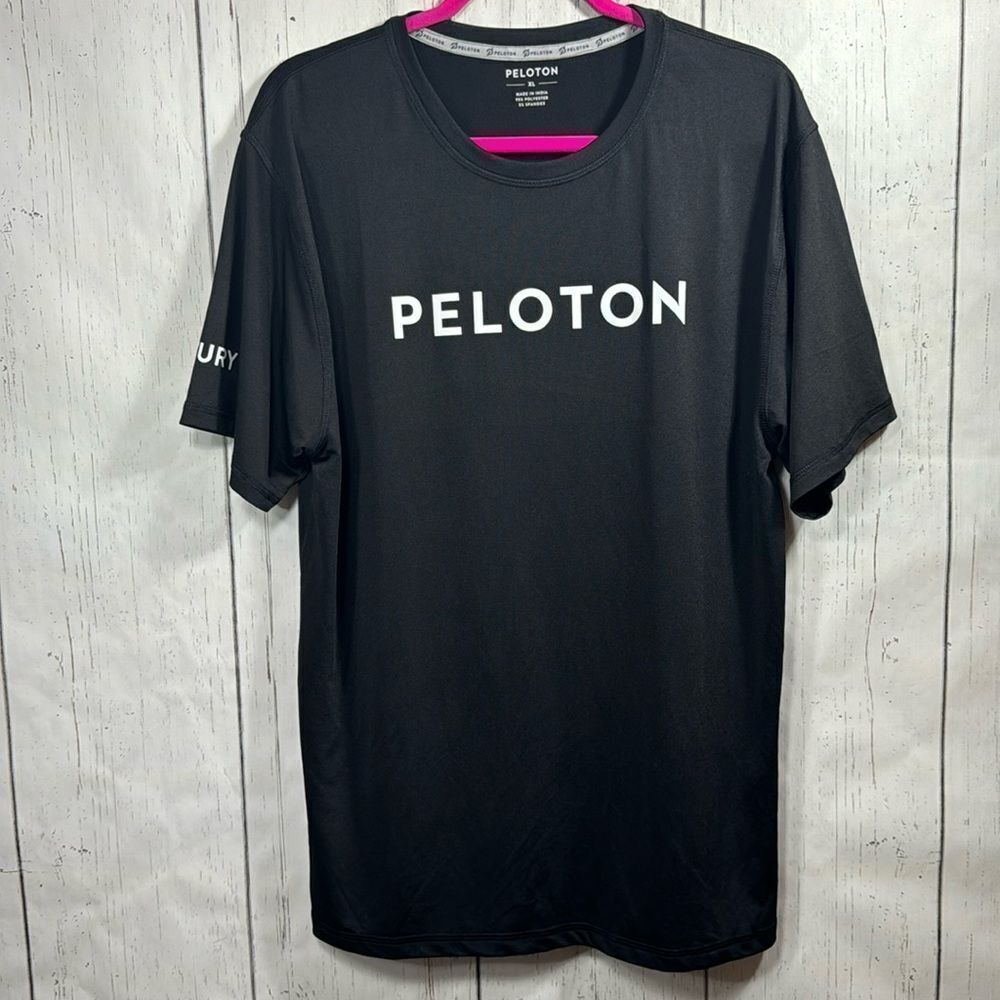 Peloton Mens Century Club 100 Short Sleeve T Shirt Black White Athletic Gym